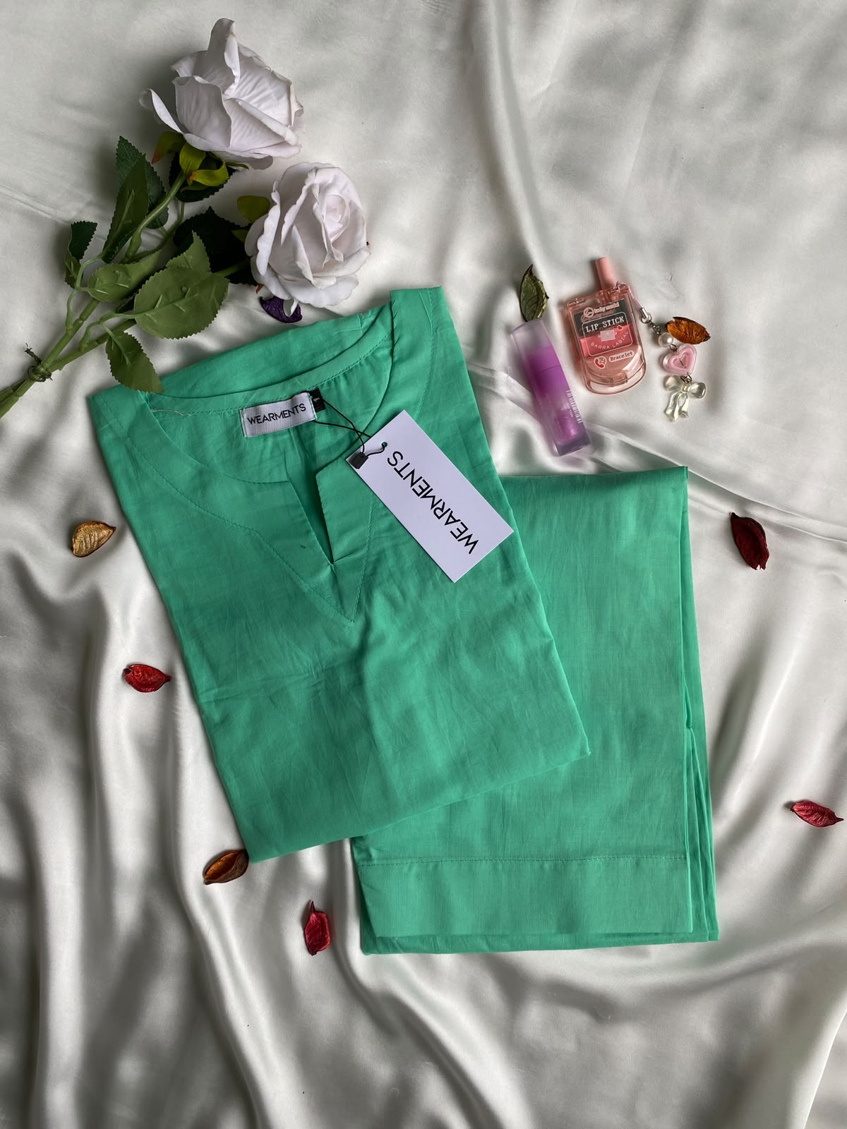 Mint Green Solid Summer Lawn Co-Ord Set