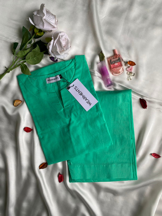 Mint Green Solid Summer Lawn Co-Ord Set