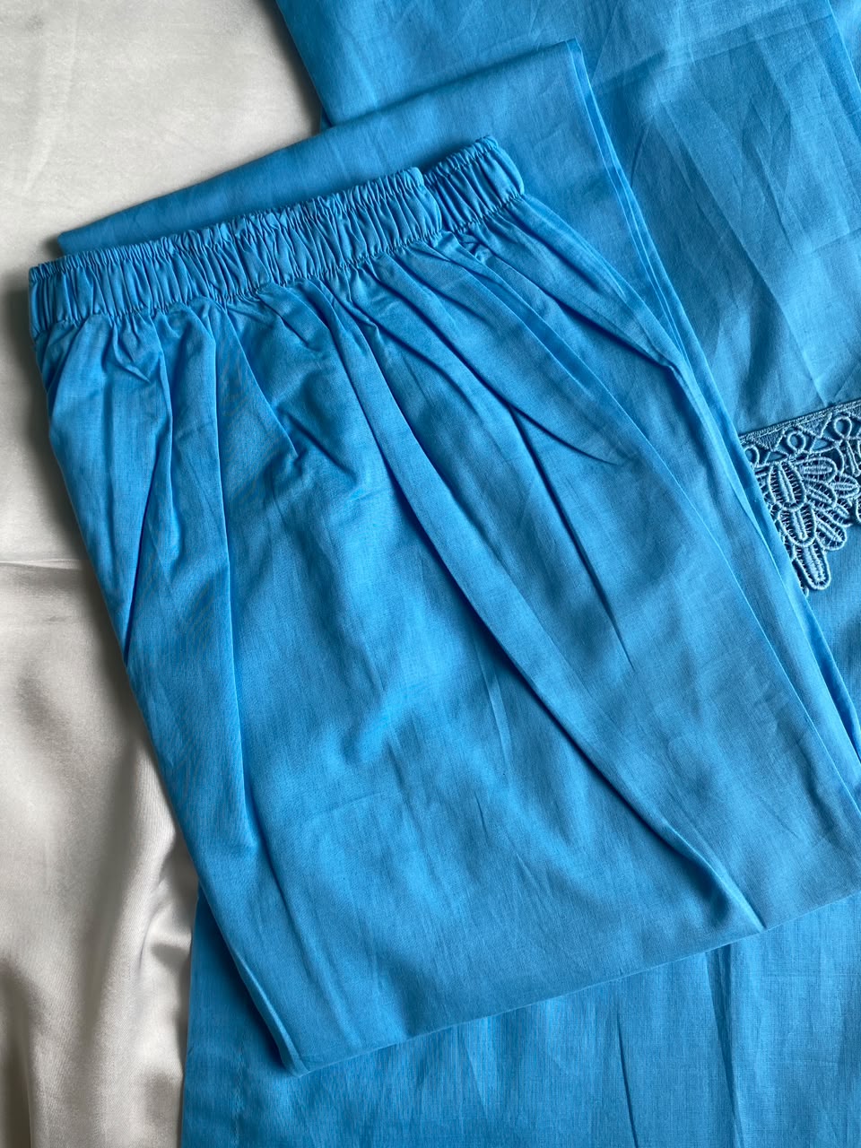 Sky Blue Solid Seamless 2 Piece Suit