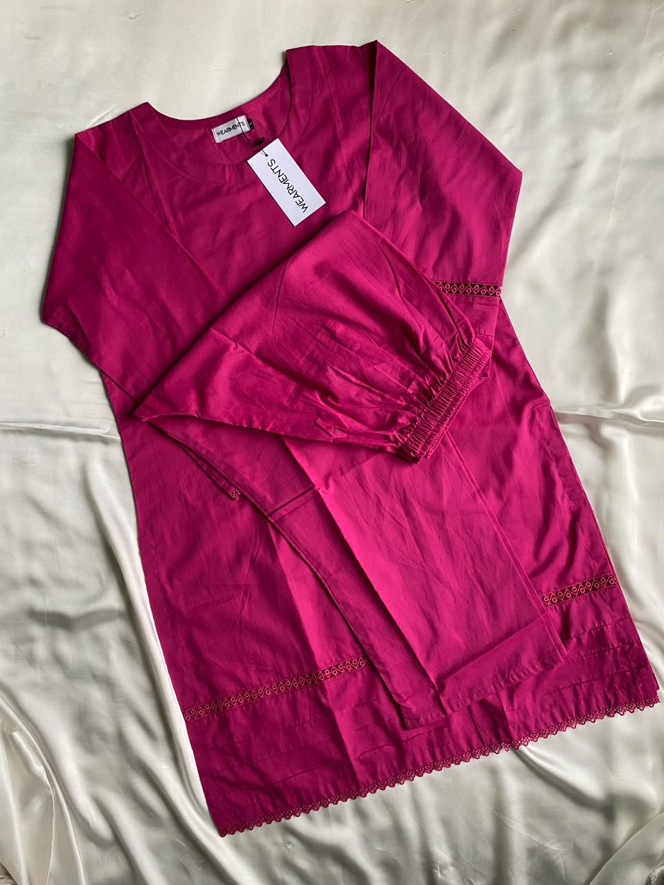 Fuchsia Pink Solid Summer Lawn Co-Ord Set