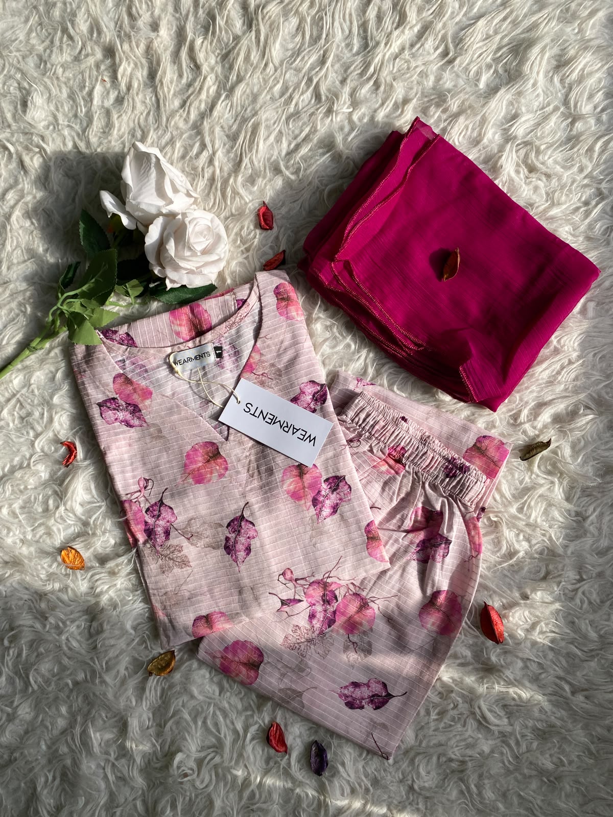 Pink Leaf – Premium Summer Lawn 3PC Suit