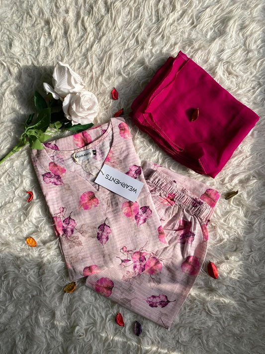 Pink Leaf – Premium Summer Lawn 3PC Suit