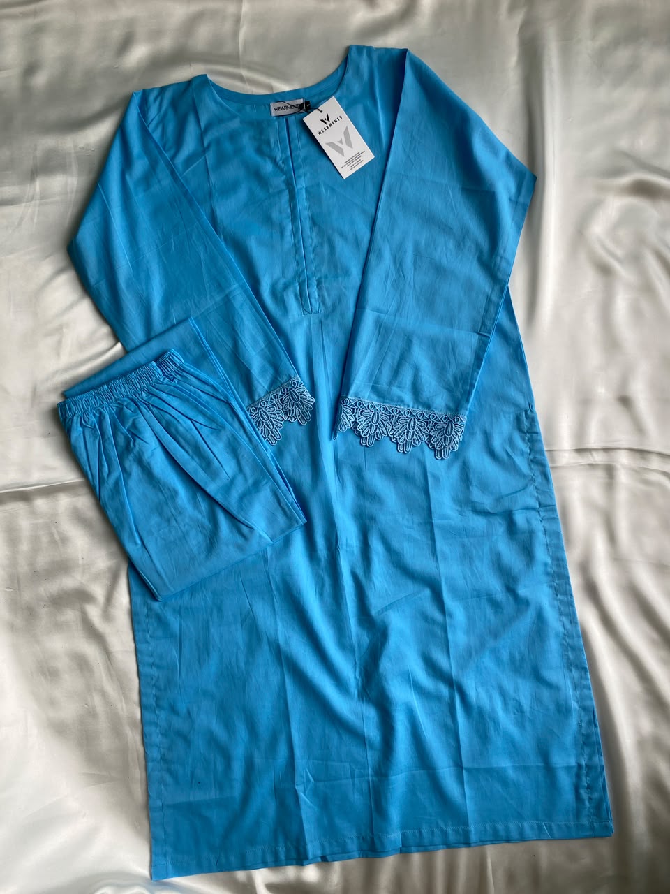 Sky Blue Solid Seamless 2 Piece Suit