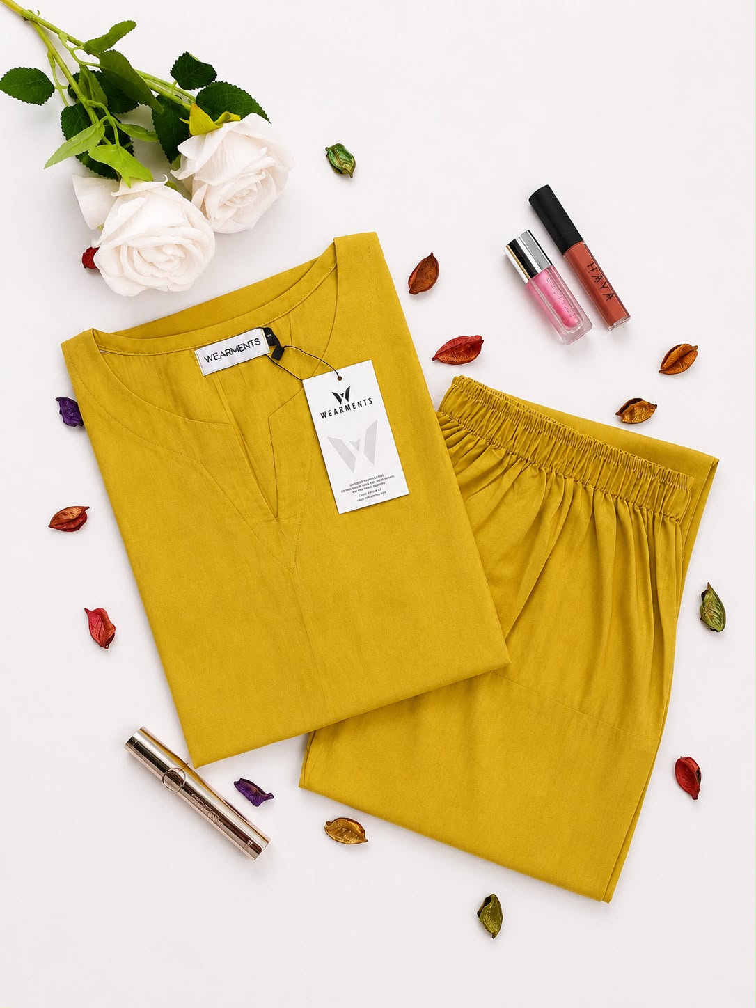 Mustard Yellow Solid Seamless 2 Piece Suit