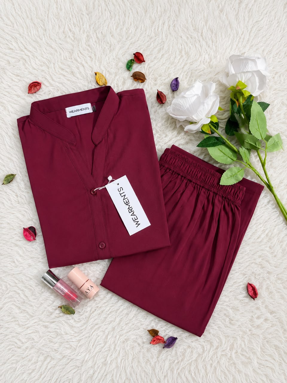 Wine Berry – Premium Solid 2PC Co-Ord Set