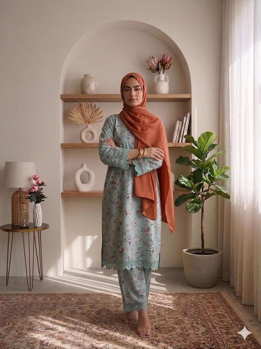 🌸 Sage Blossom Floral Co-Ord Set