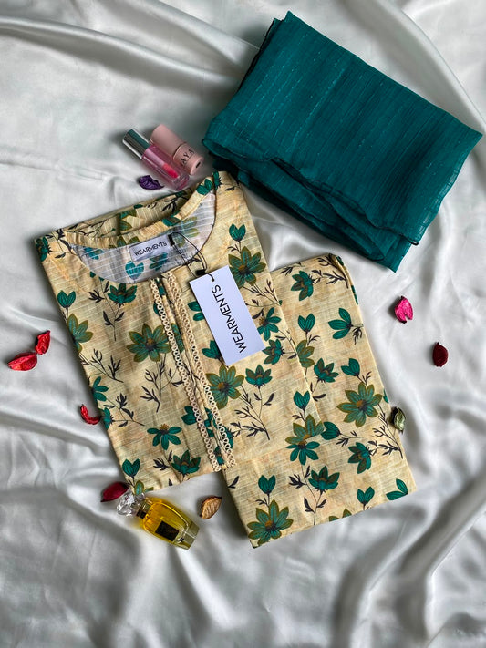 Teal Blossom – Premium Summer Lawn 3PC Suit