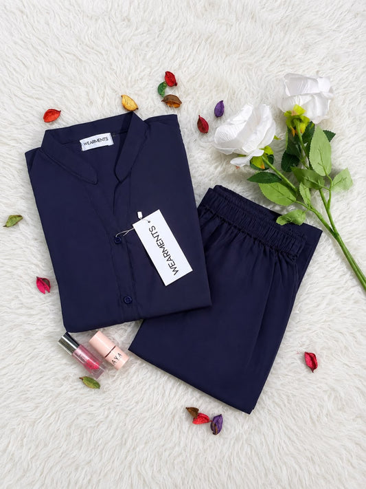 Midnight Navy – Premium Solid 2PC Co-Ord Set