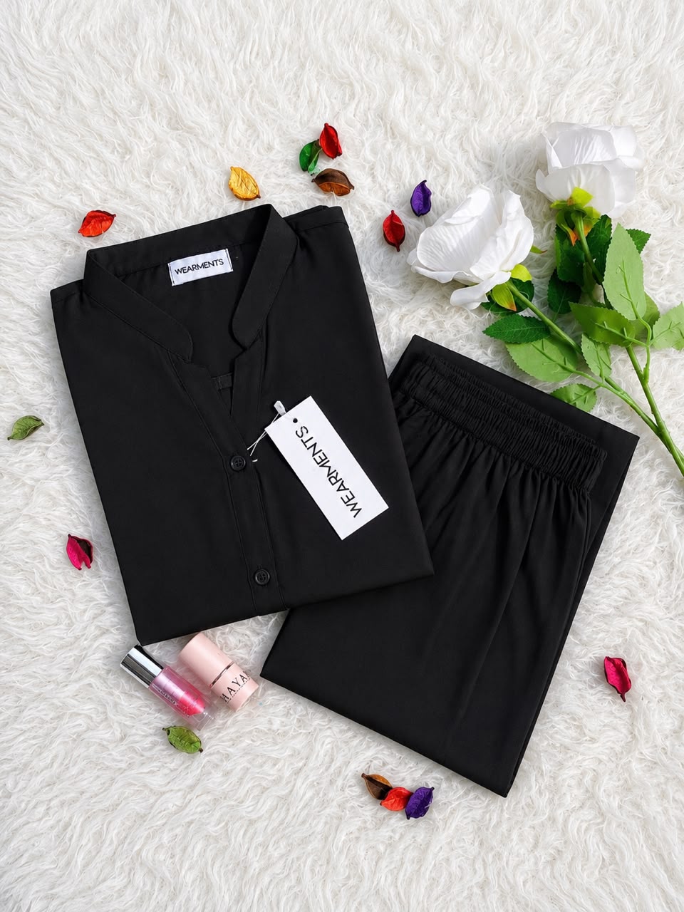 Classic Black – Premium Solid 2PC Co-Ord Set