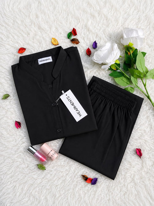 Classic Black – Premium Solid 2PC Co-Ord Set
