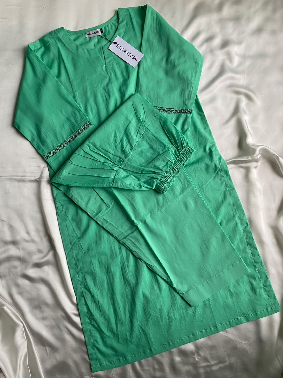 Mint Green Solid Summer Lawn Co-Ord Set