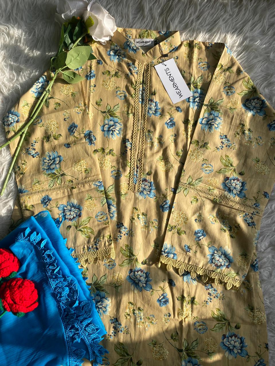 Beige Blue Blossom 3PC Set
