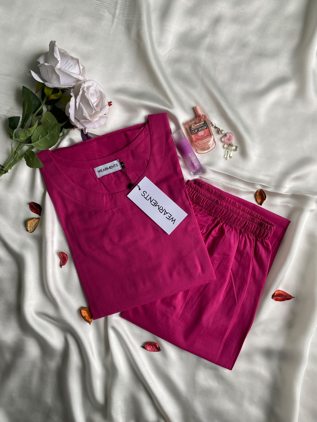 Fuchsia Pink Solid Summer Lawn Co-Ord Set