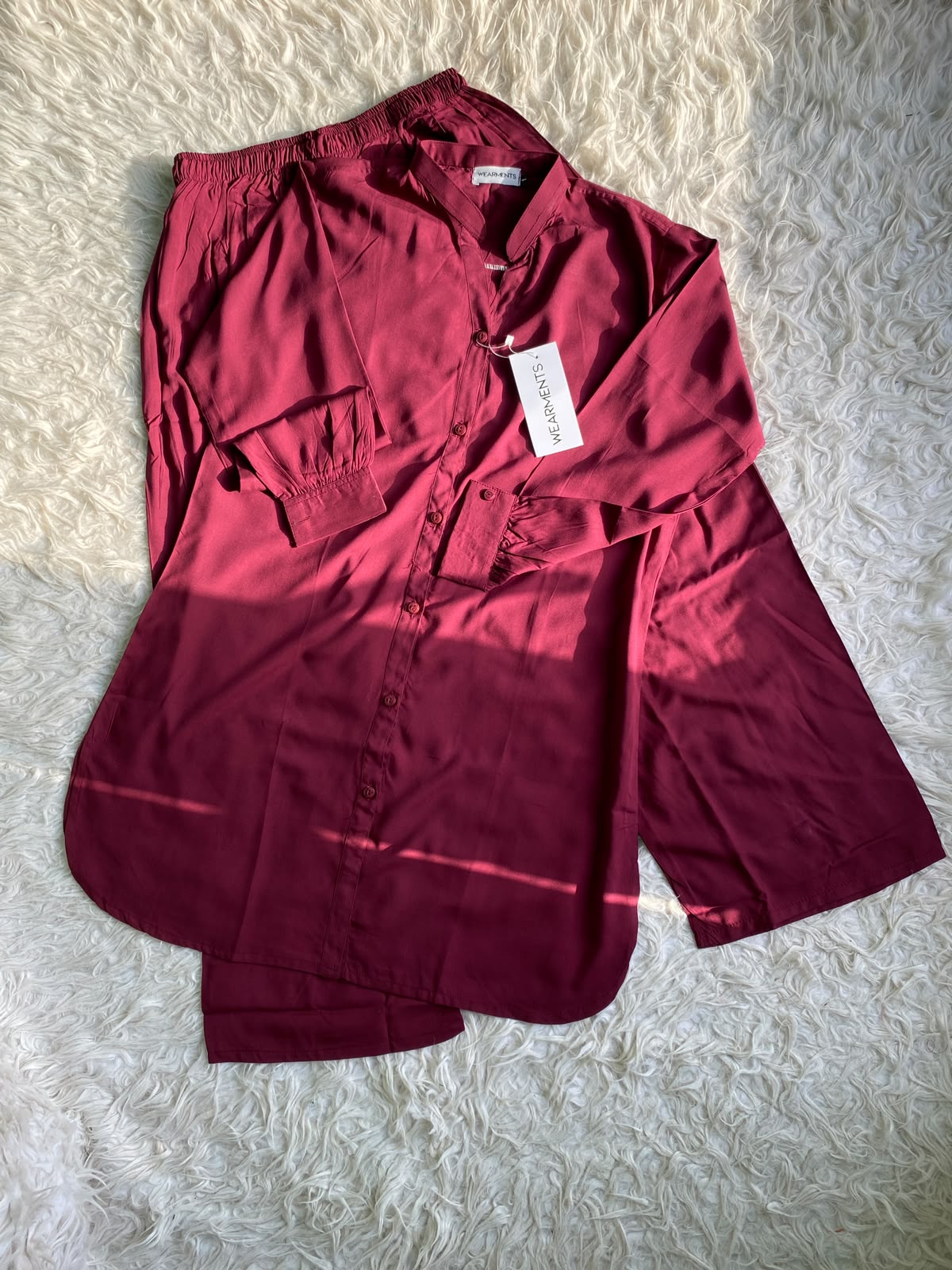 Wine Berry – Premium Solid 2PC Co-Ord Set