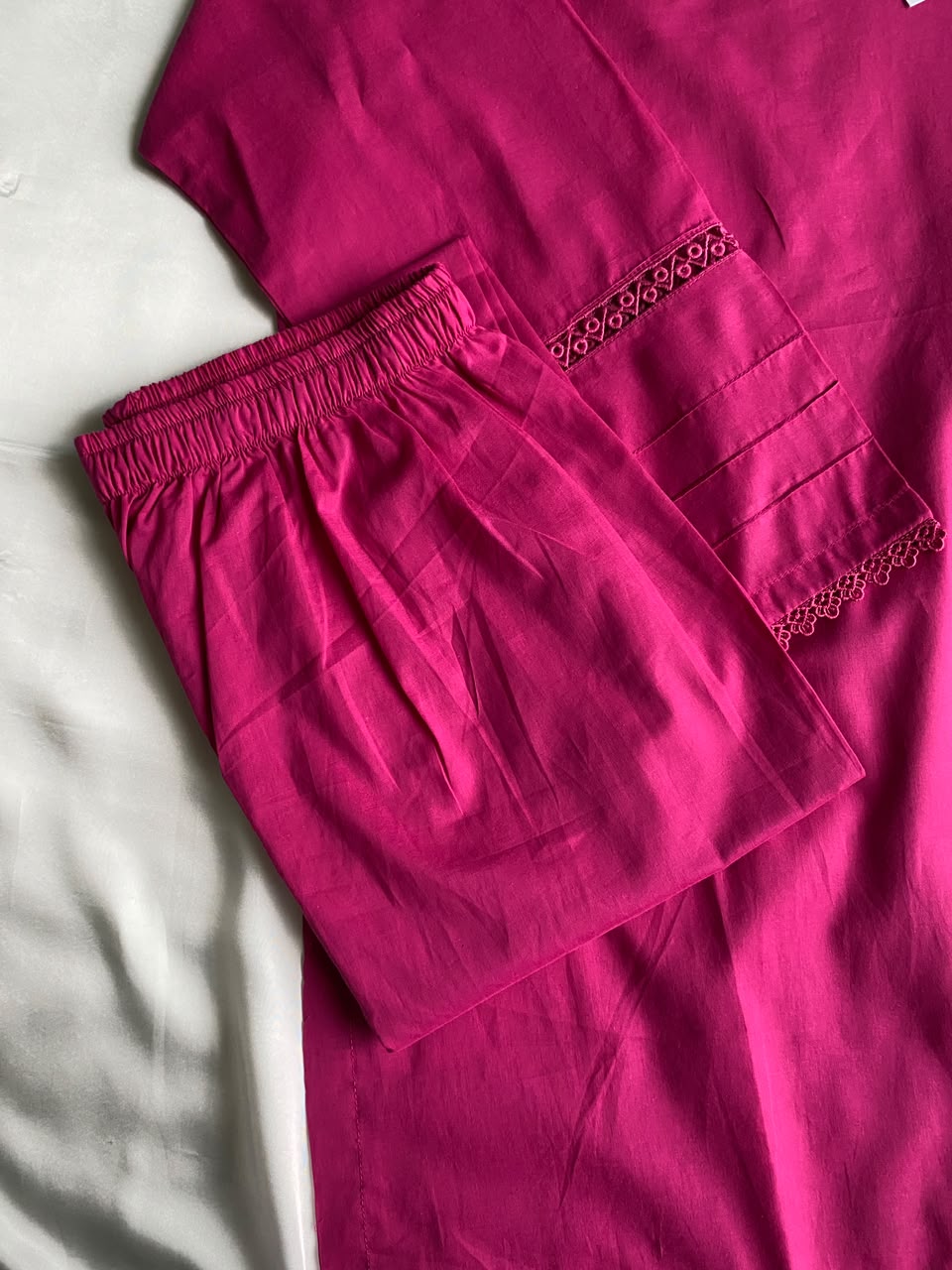 Fuchsia Pink Solid Summer Lawn Co-Ord Set