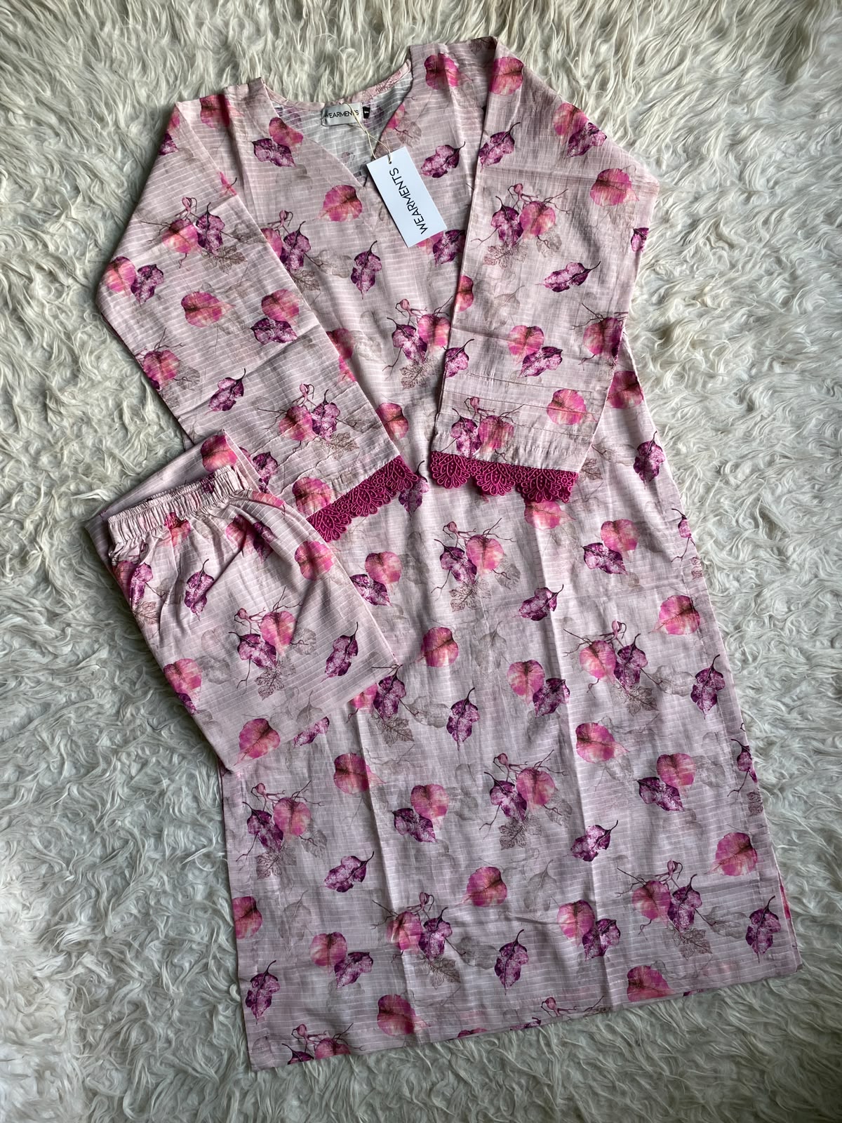 Pink Leaf – Premium Summer Lawn 3PC Suit