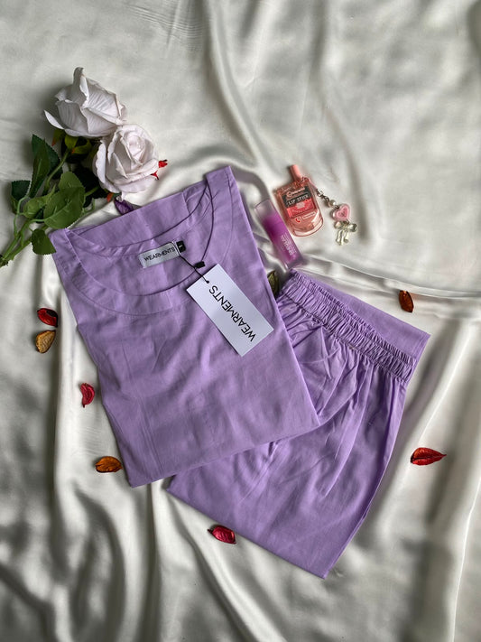Lavender Solid Summer Lawn Co-Ord Set