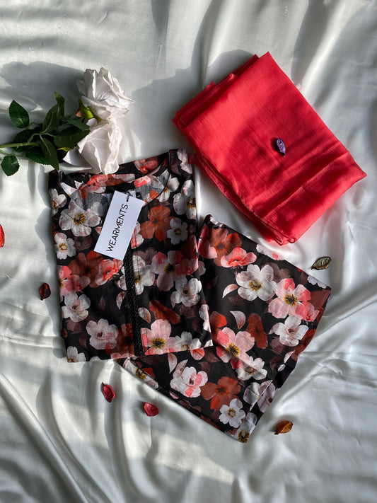 Midnight Bloom 3PC Summer Lawn Suit