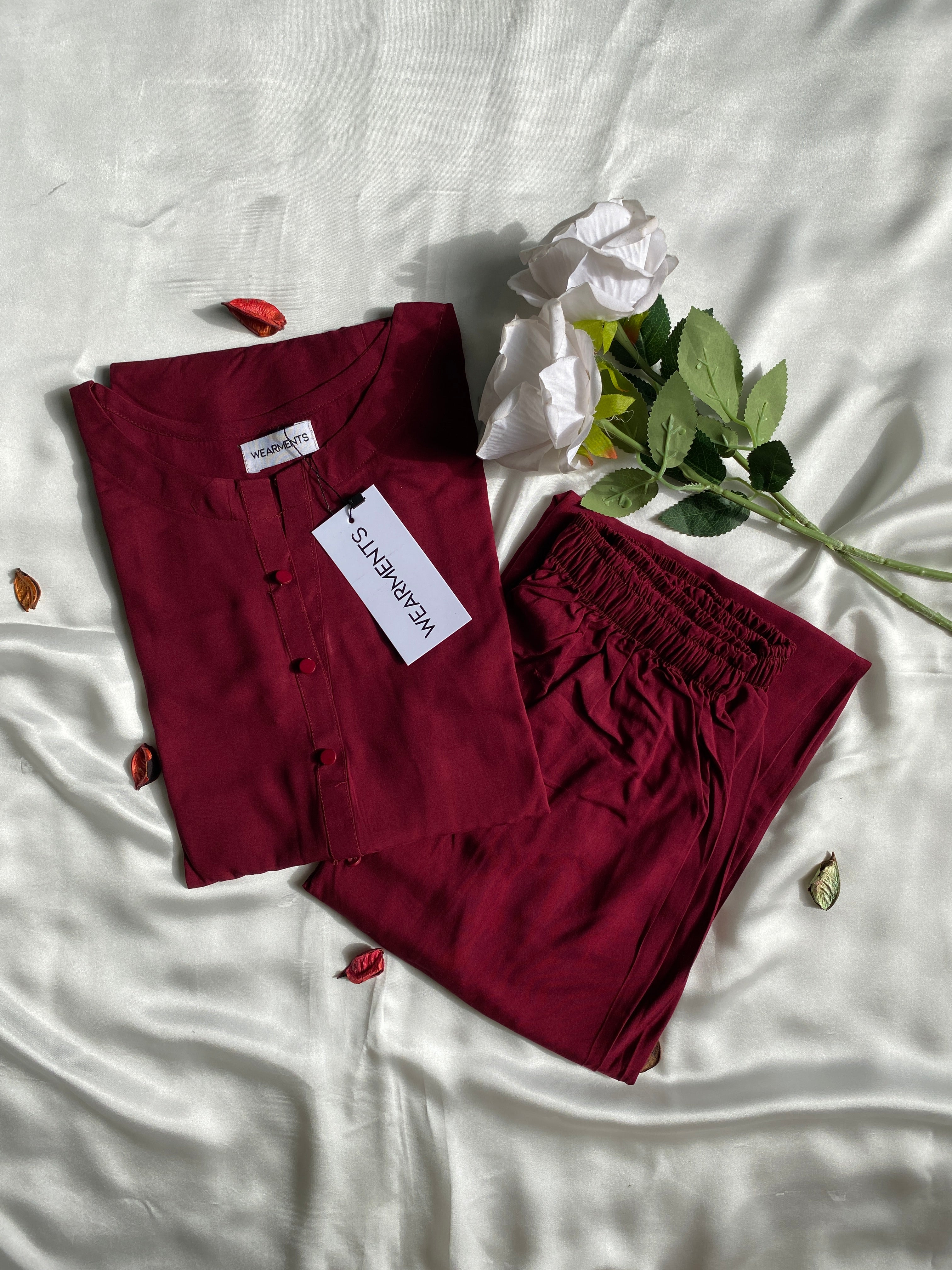Maroon Premium Summer Linen Co-Ord Set