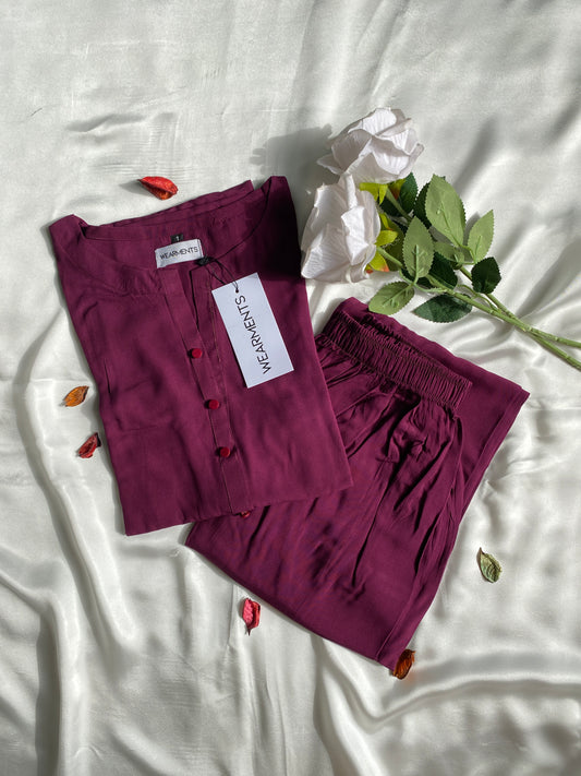 Burgundy Red – Premium Summer Linen 2PC