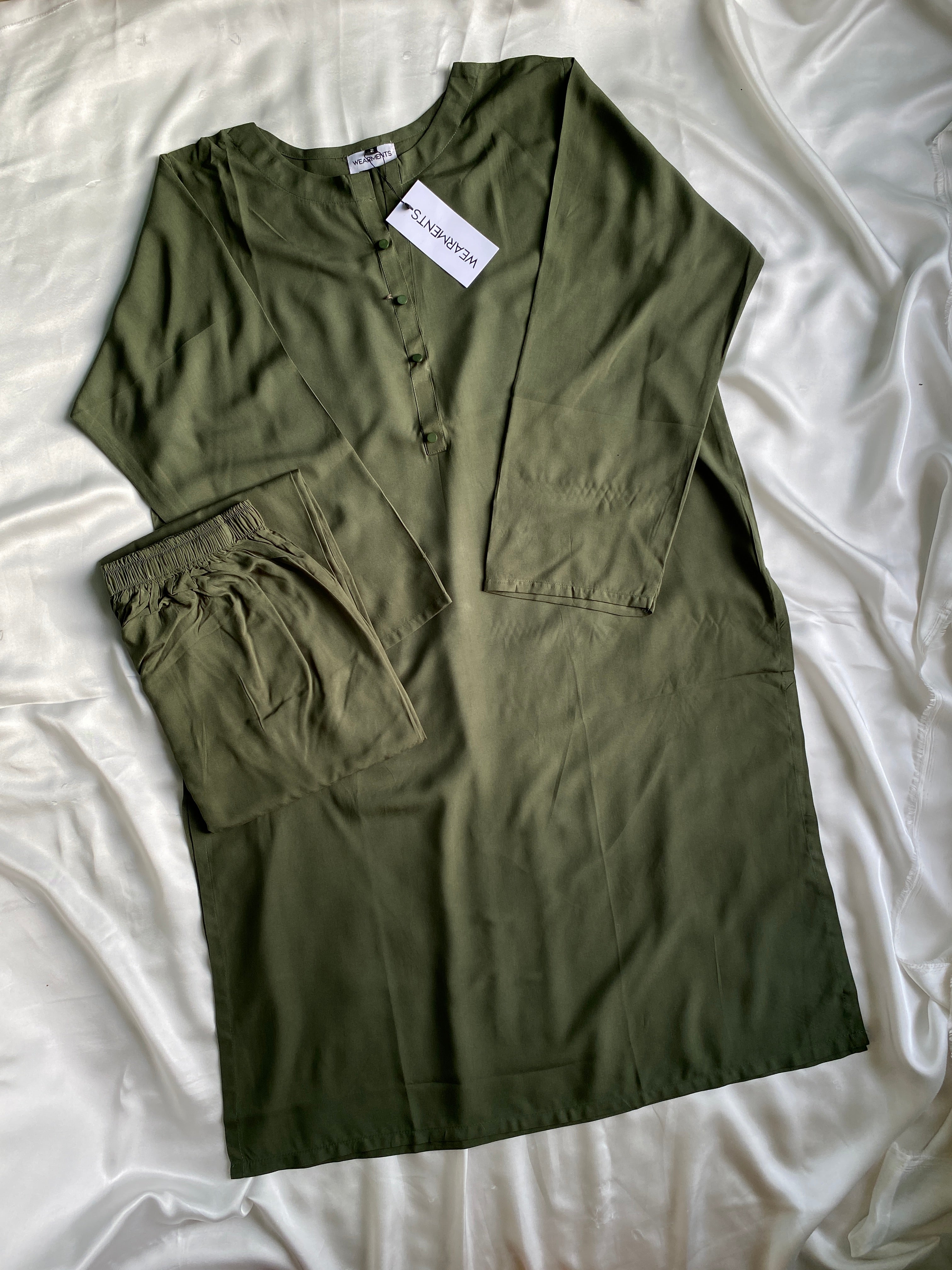 Olive Green Premium Summer Linen Co-Ord Set