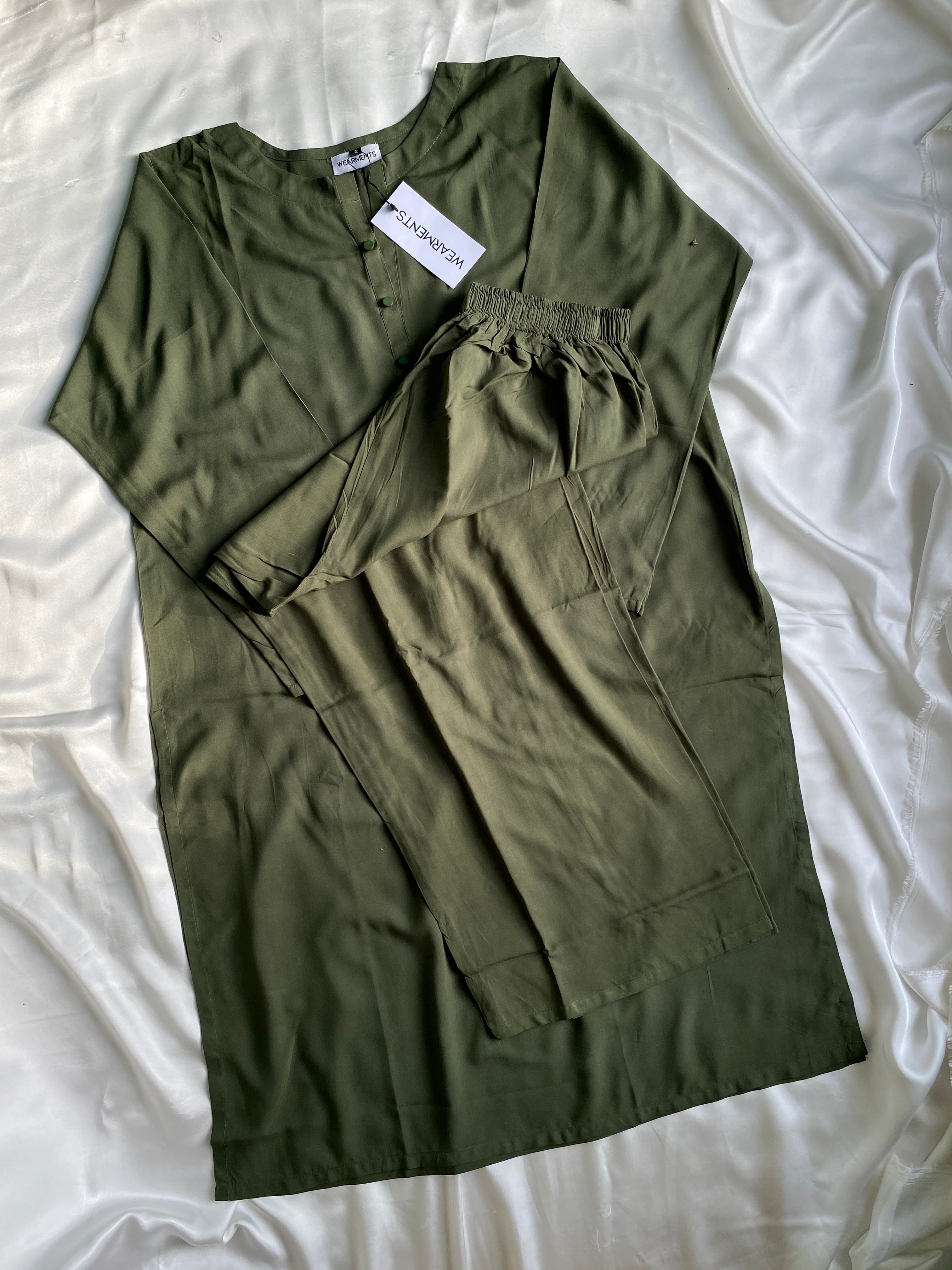 Olive Green Premium Summer Linen Co-Ord Set