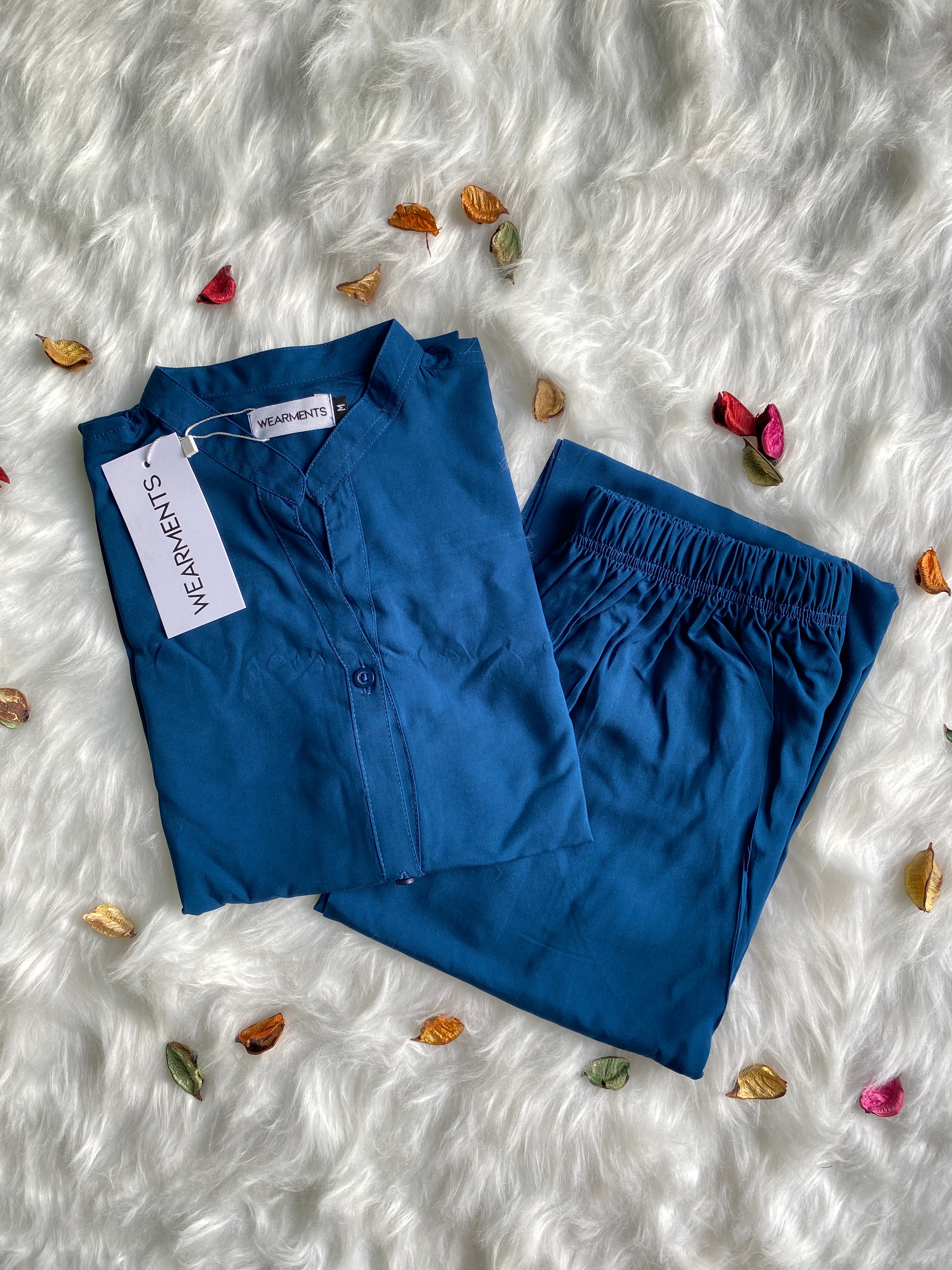 Ocean Blue – Premium Solid 2PC Co-Ord Set