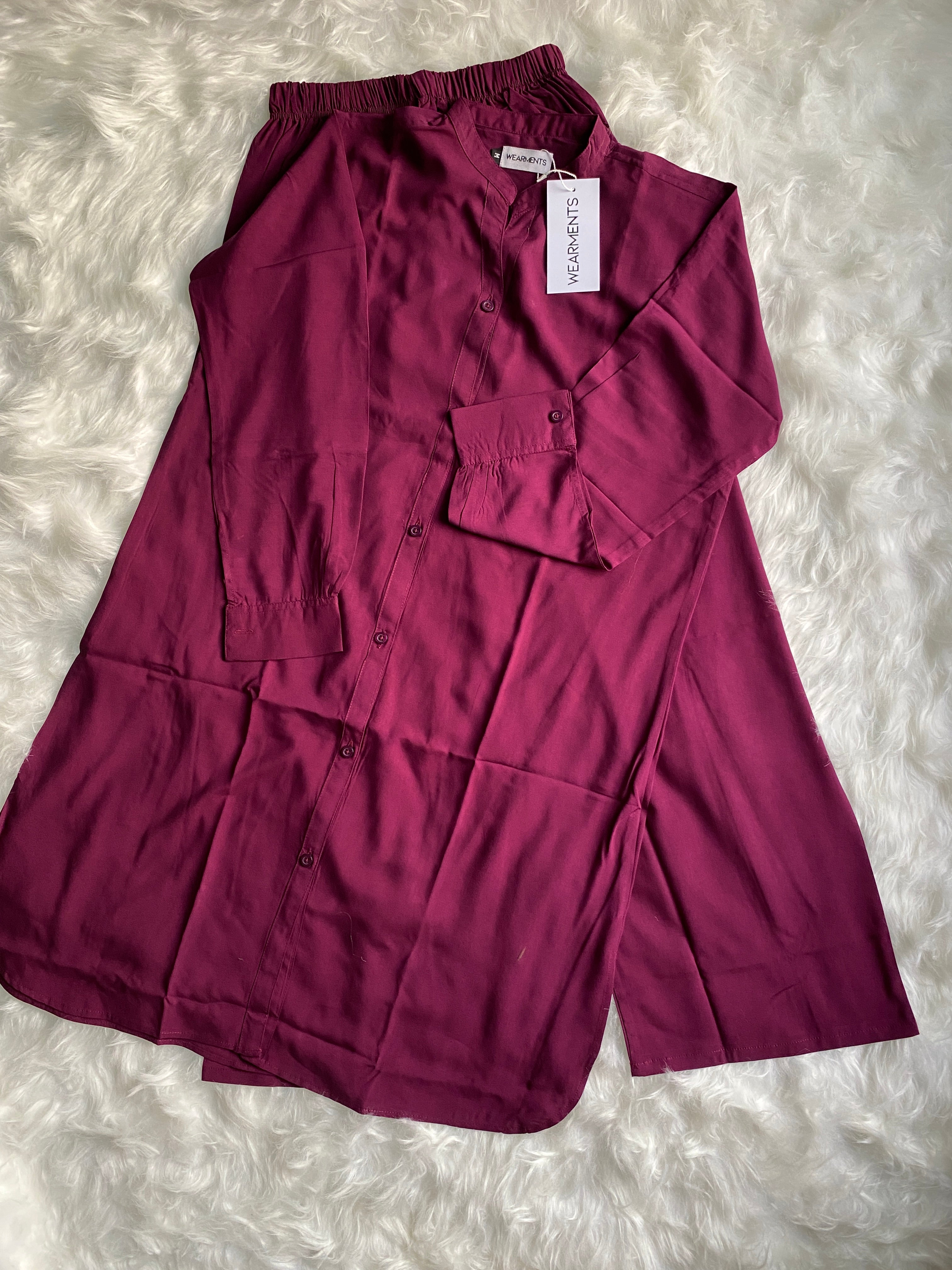 Burgundy – Premium Solid 2PC Co-Ord Set