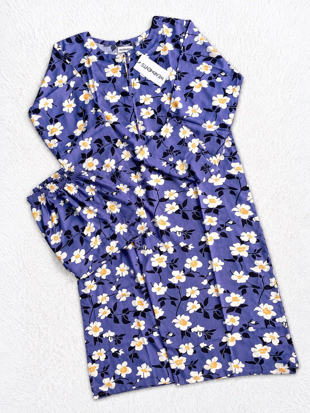 Royal Blue Floral 2PC SET