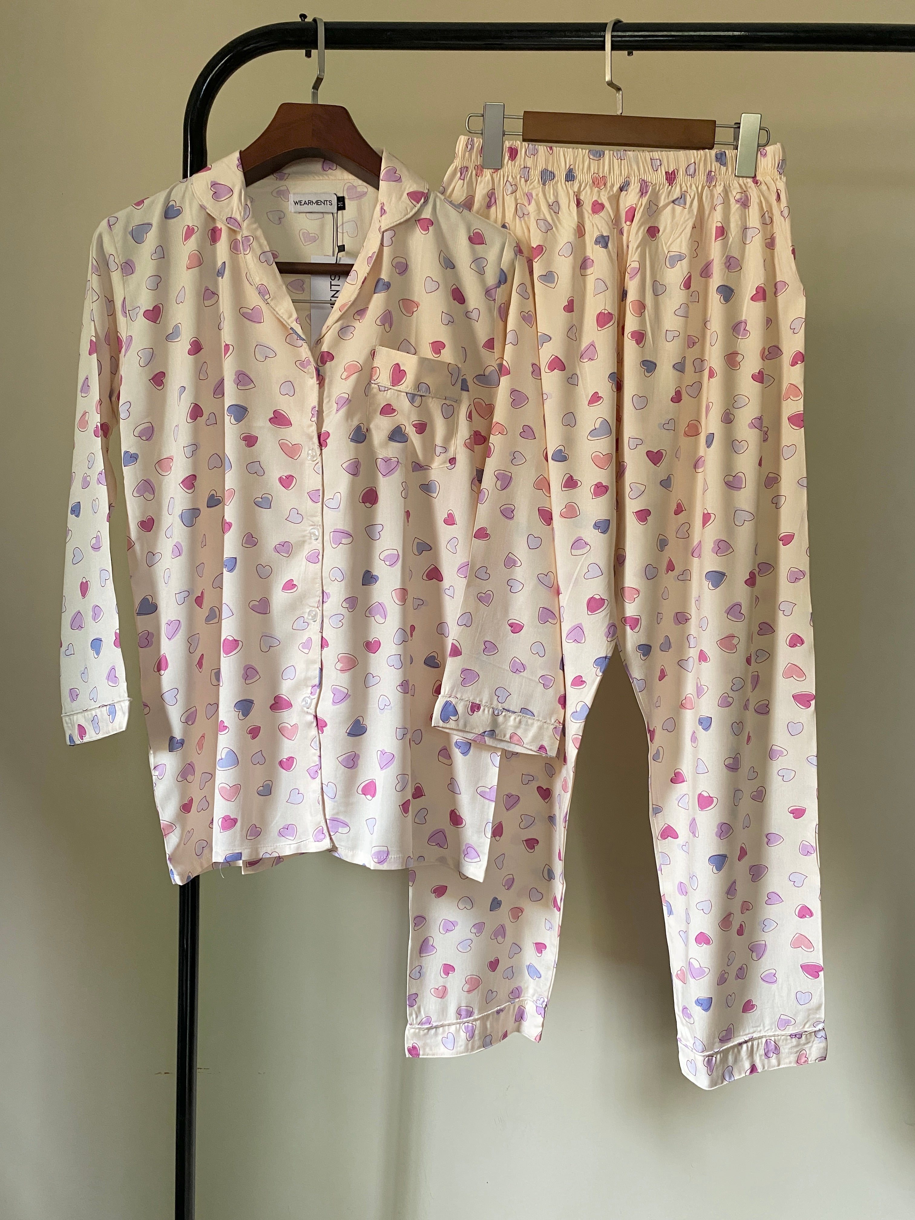 Lavender Hearts Night Suit