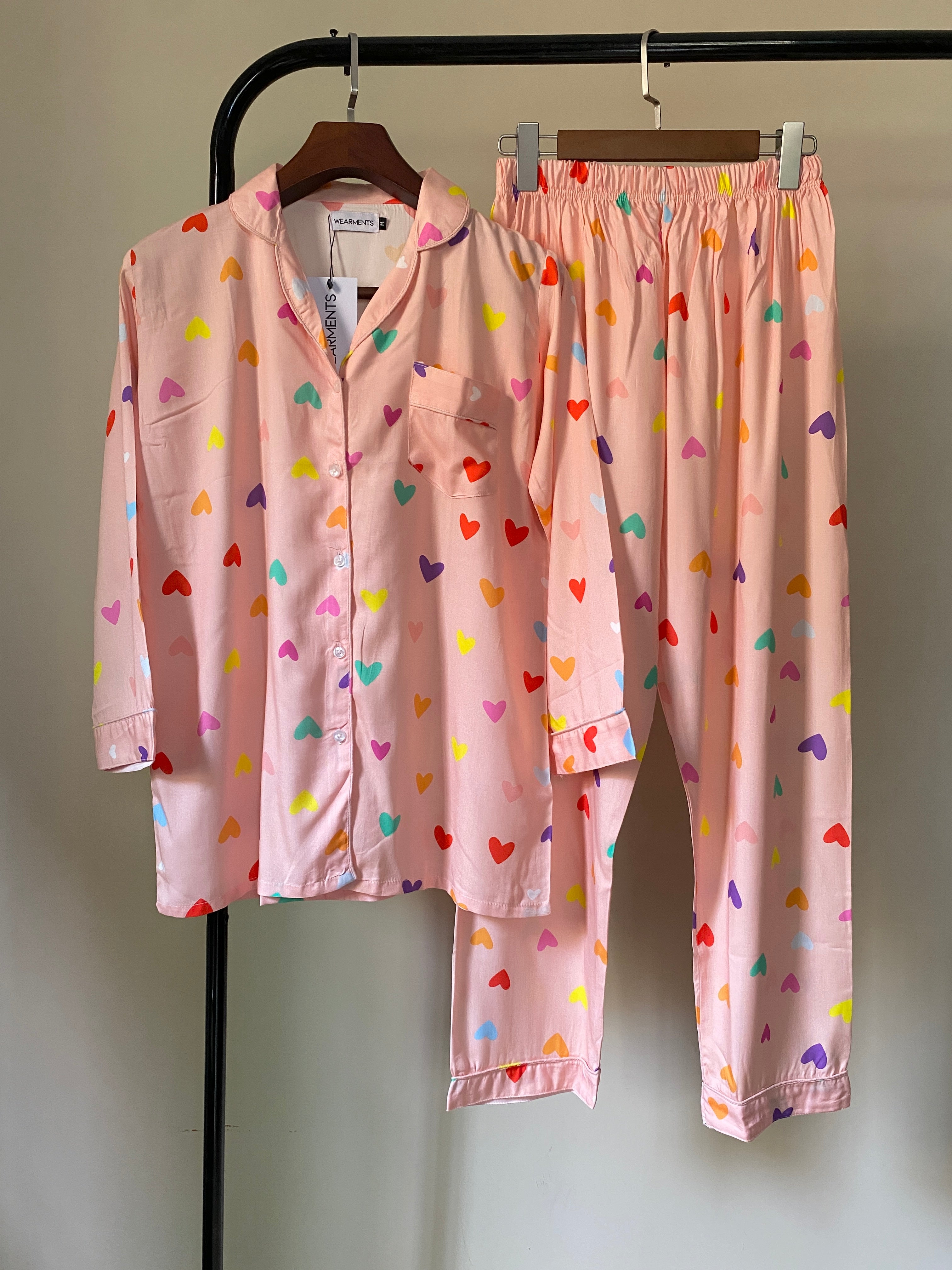 Pastel Rainbow Hearts Night Suit