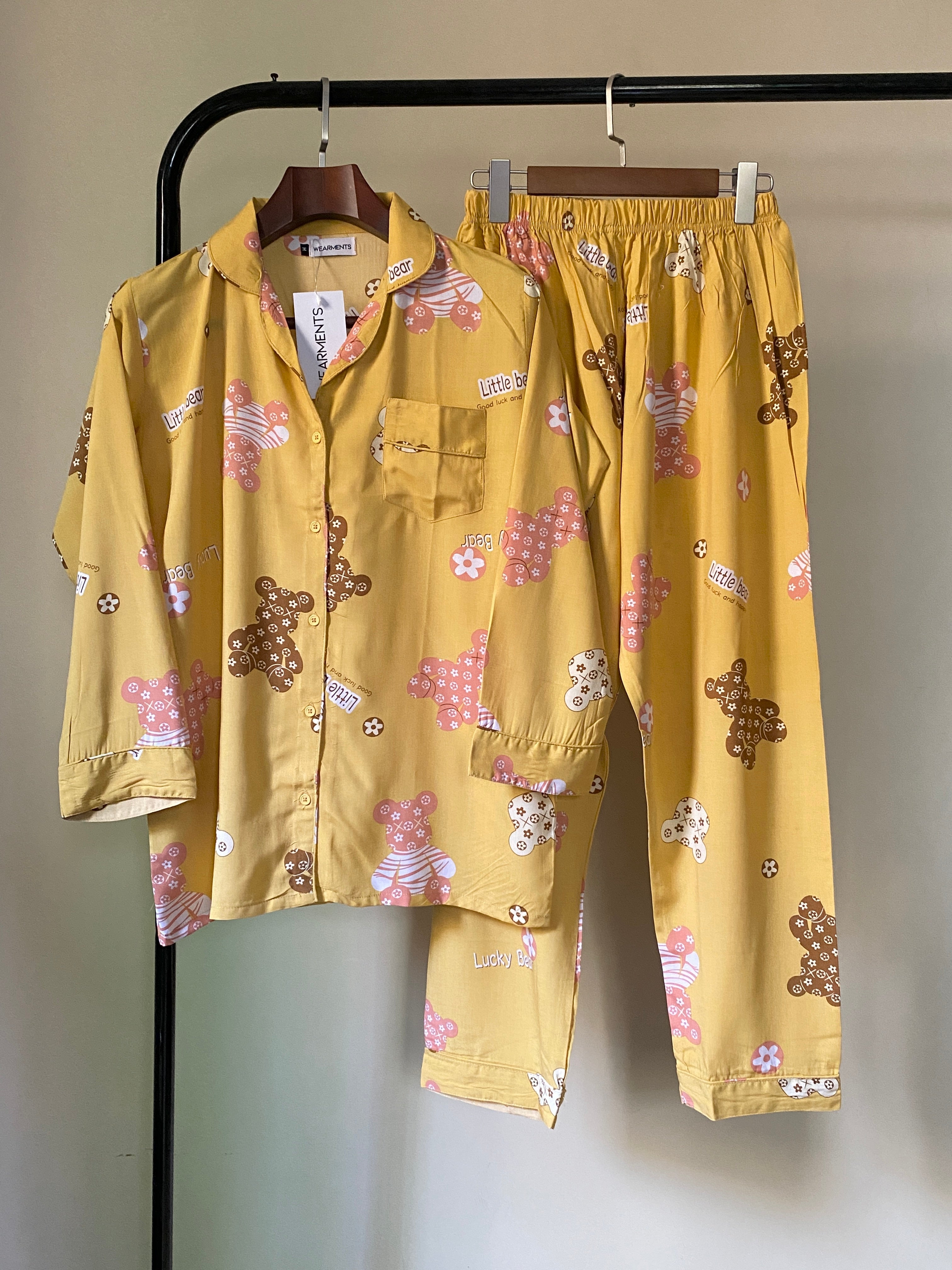 Sunny Bear Candy Premium Linen Night Suit