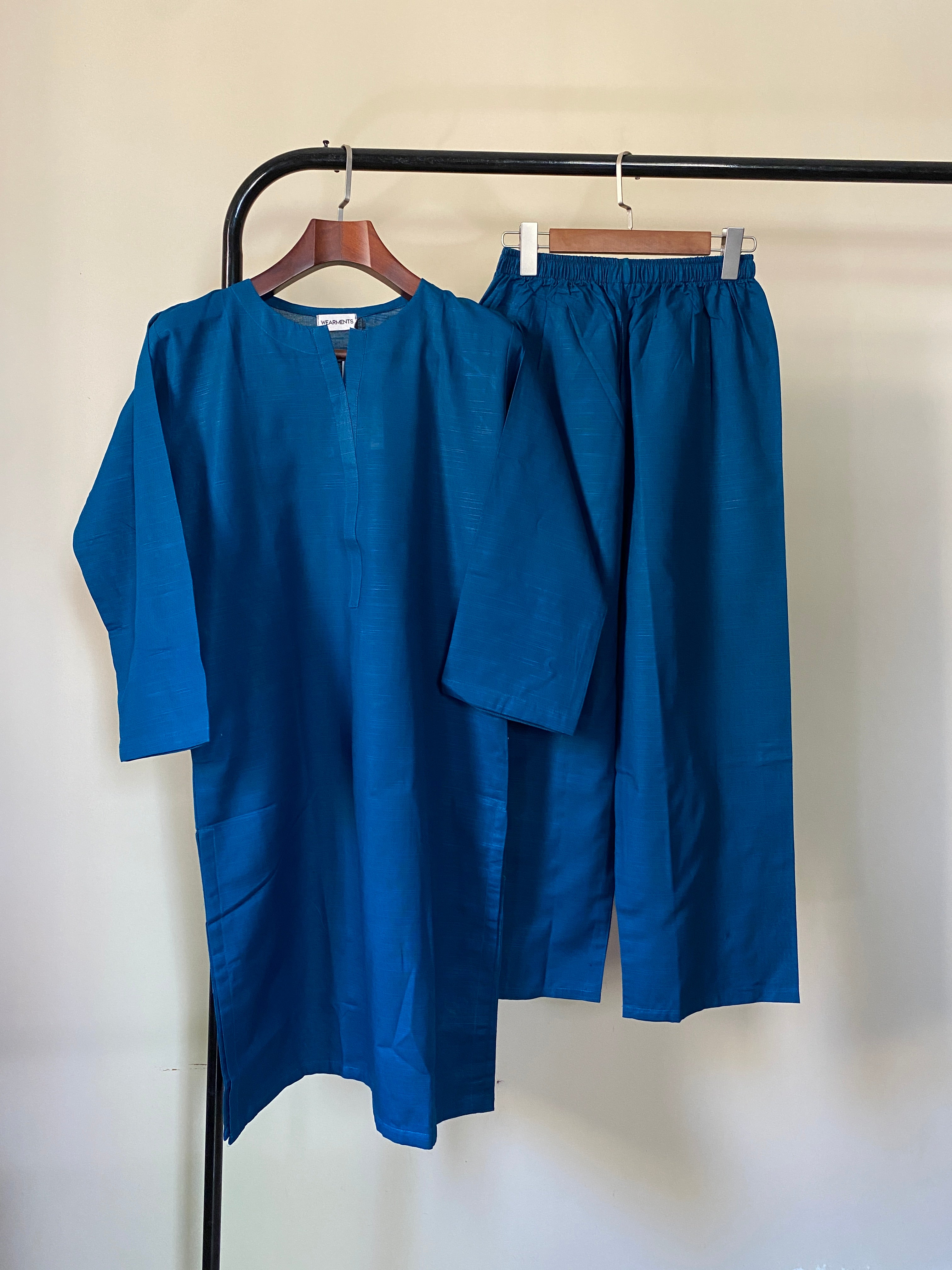 Premium Deep Teal Slub Khaddar 2-Piece Set