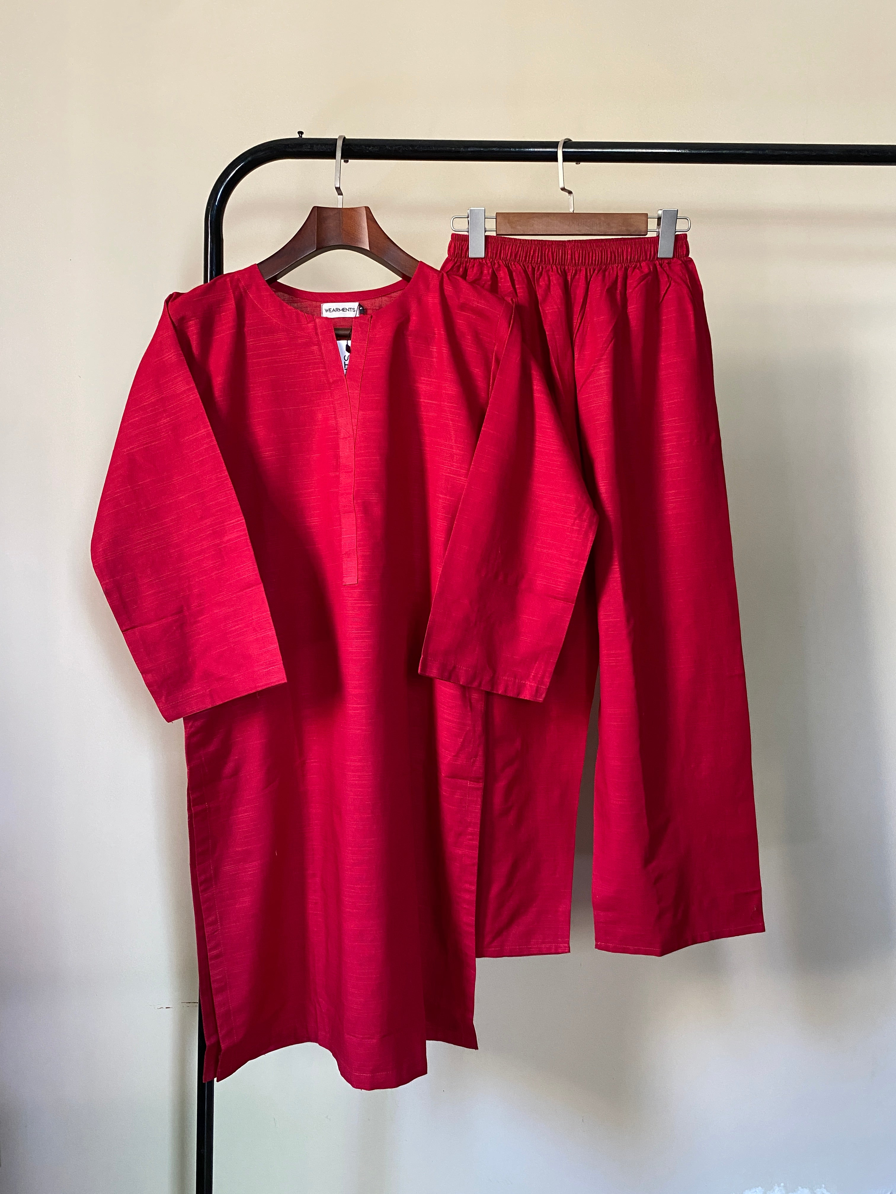 Premium Classic Red Slub Khaddar 2-Piece Set