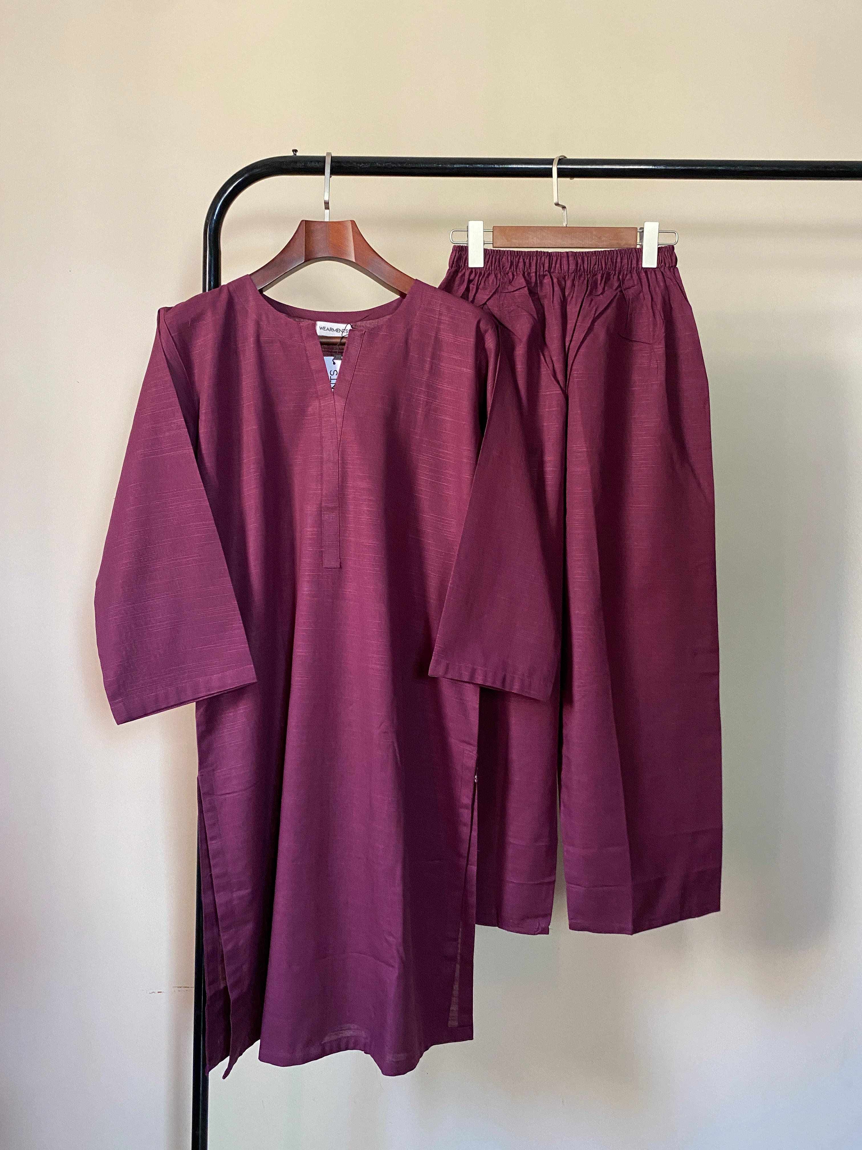 Premium Burgundy Slub Khaddar 2-Piece Set
