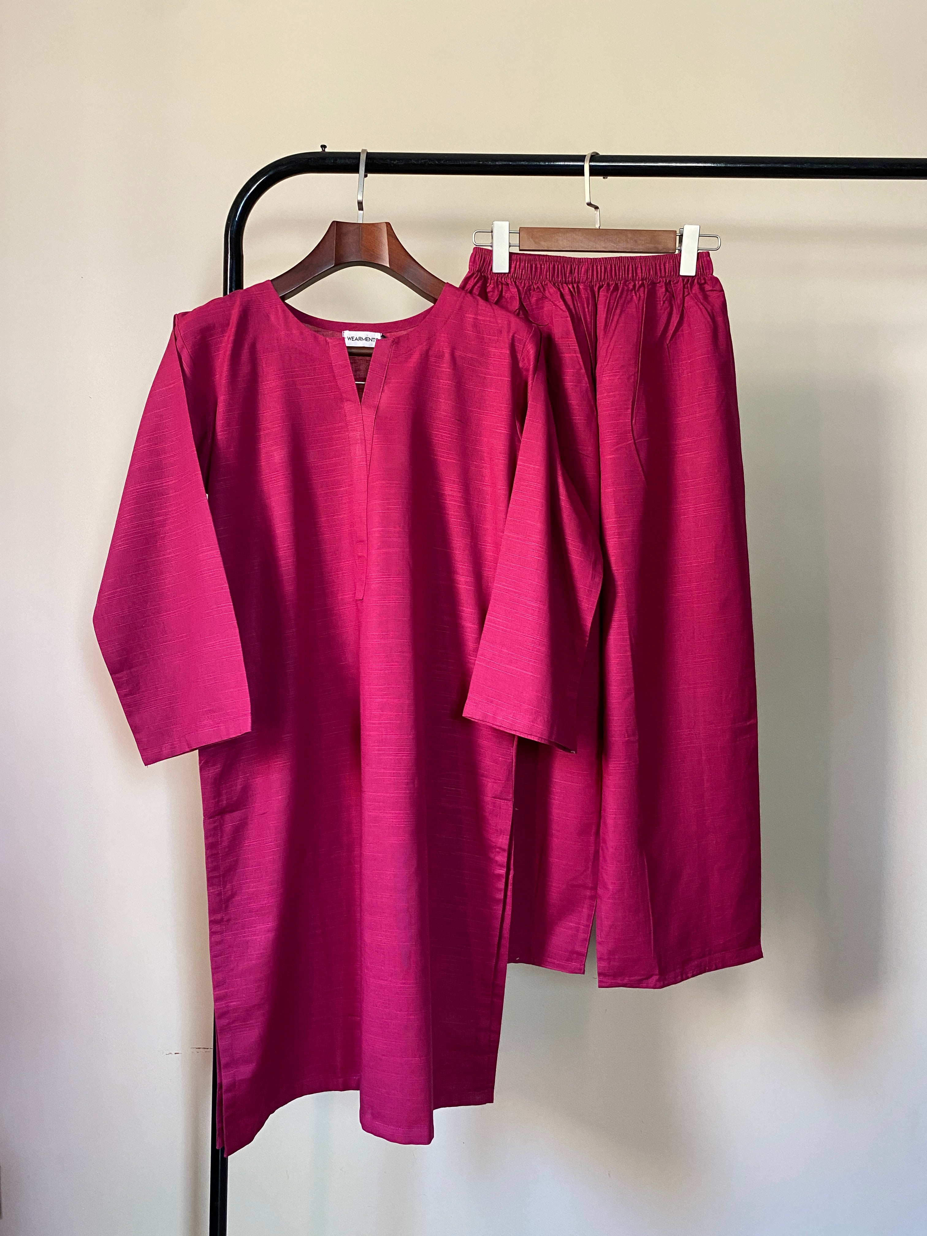 Premium Hot Pink Slub Khaddar 2-Piece Set