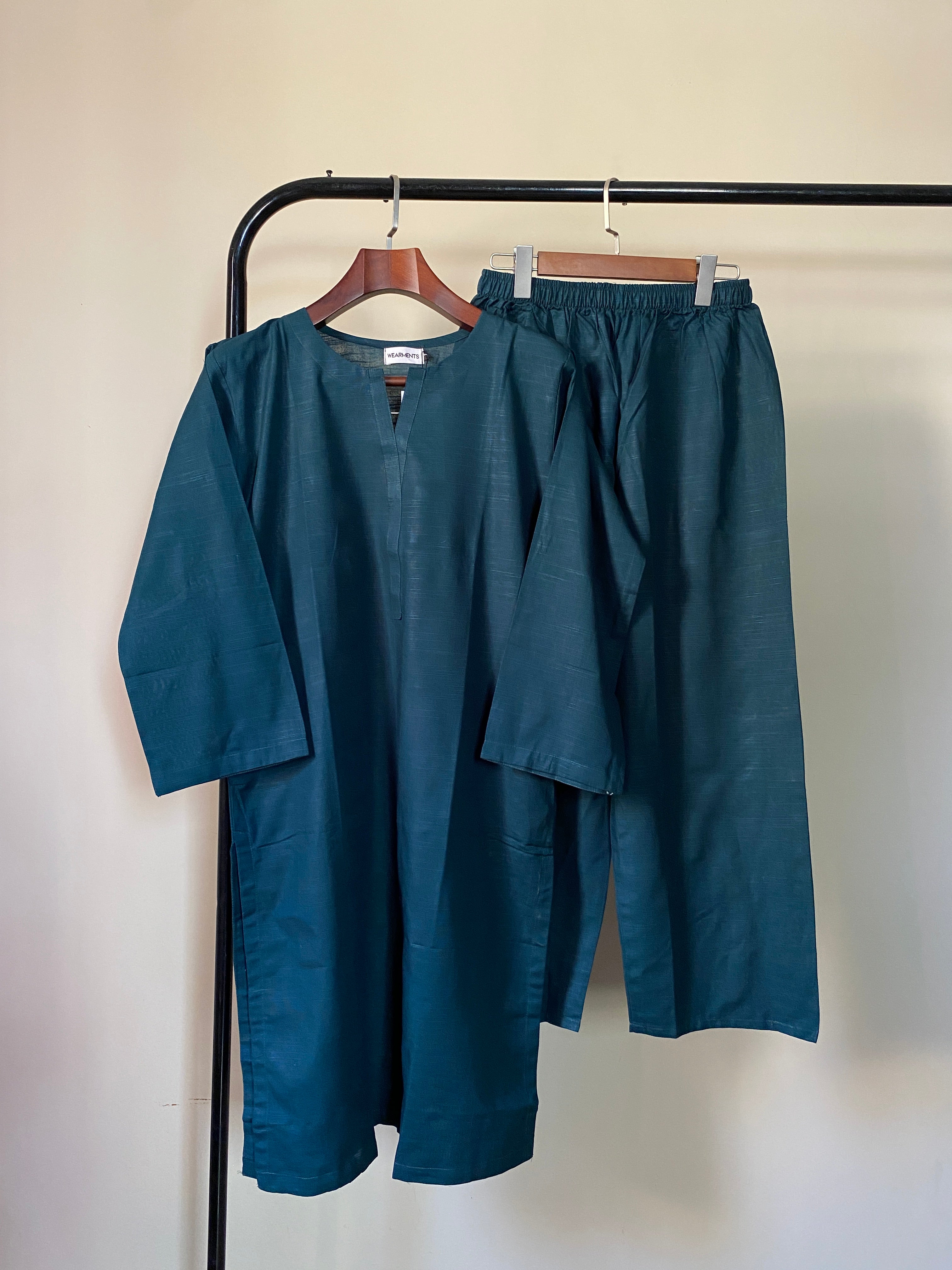 Premium Deep Green Slub Khaddar 2-Piece Set
