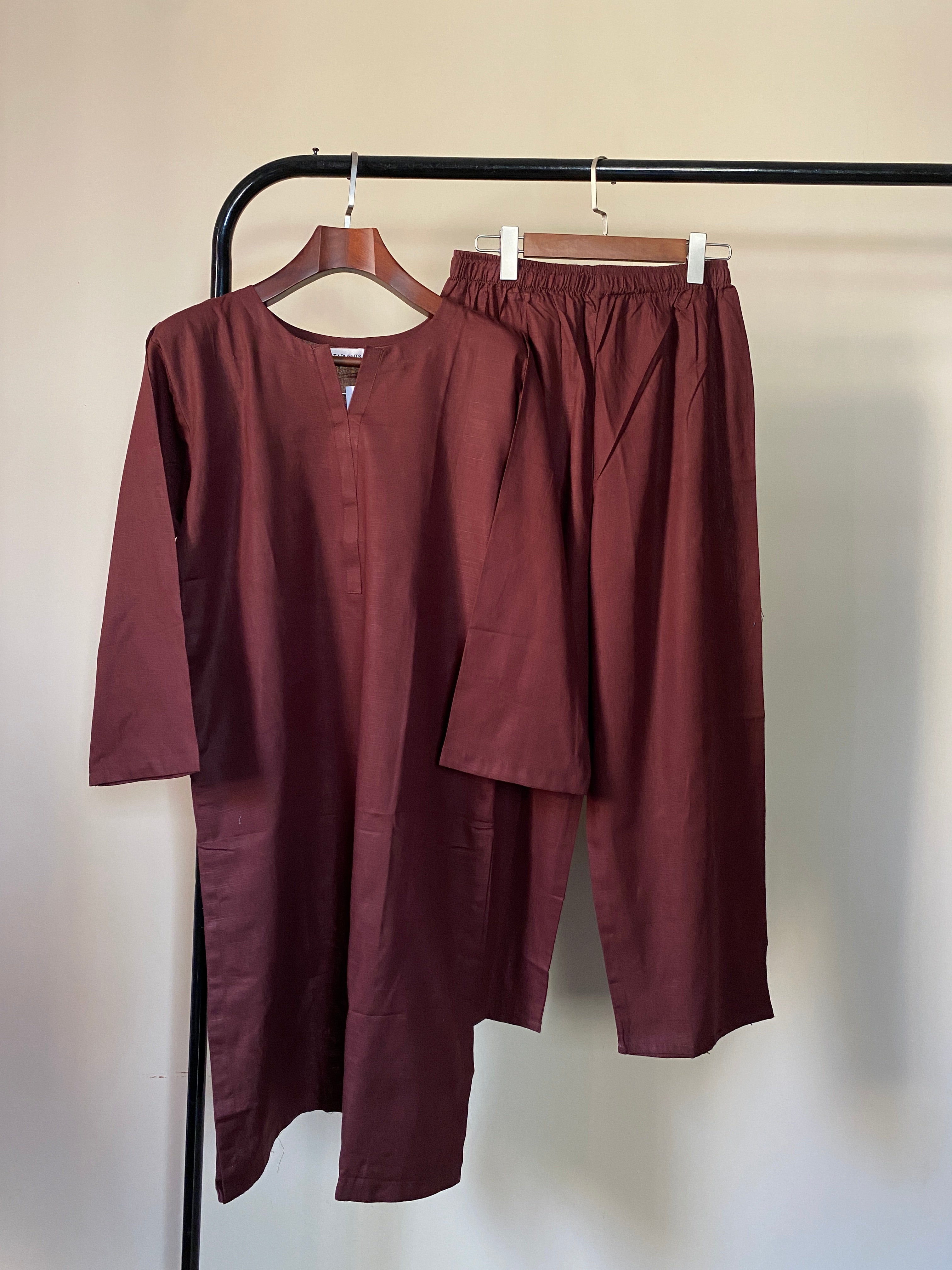 Premium Chocolate Brown Slub Khaddar 2-Piece Set
