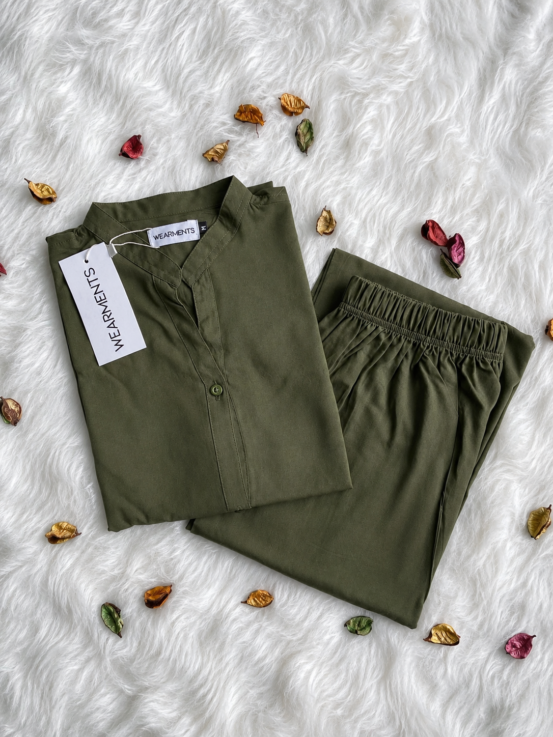 Olive Green– Premium Solid 2PC Co-Ord Set
