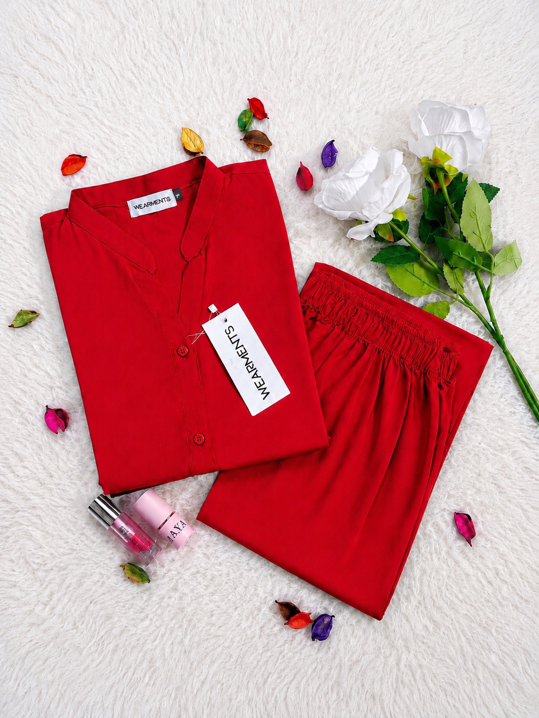 Rubby Red– Premium Solid 2PC Co-Ord Set
