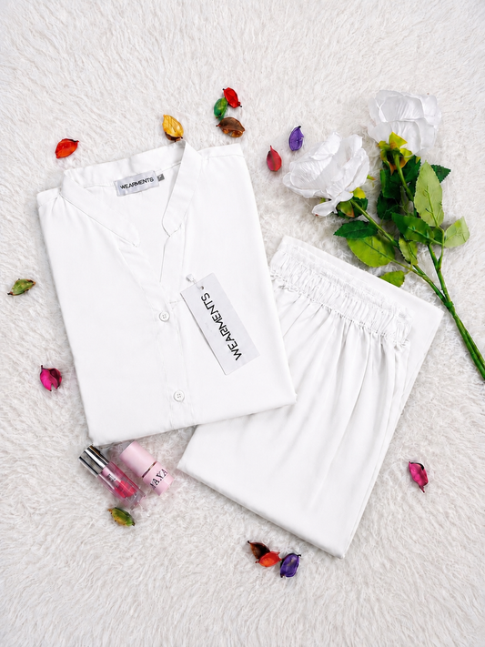 Milky White– Premium Solid 2PC Co-Ord Set