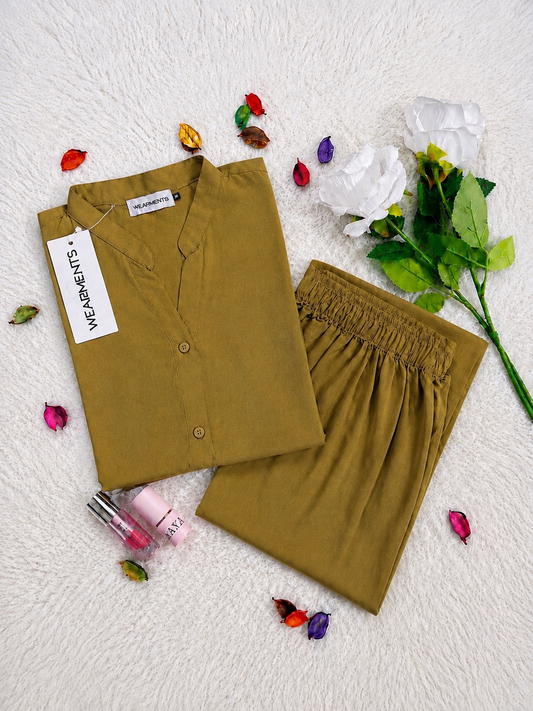 Olive Meadow– Premium Solid 2PC Co-Ord Set