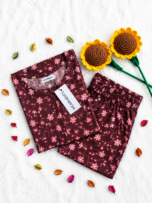 Burgundy Floral  Floral 2PC SET