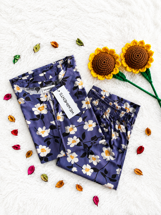 Royal Blue Floral 2PC SET