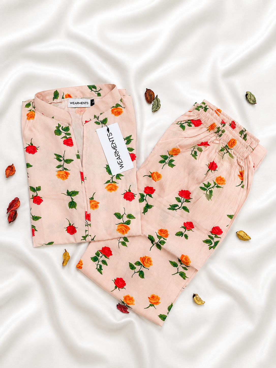 Peach Rose Bloom 2PC Linen Set