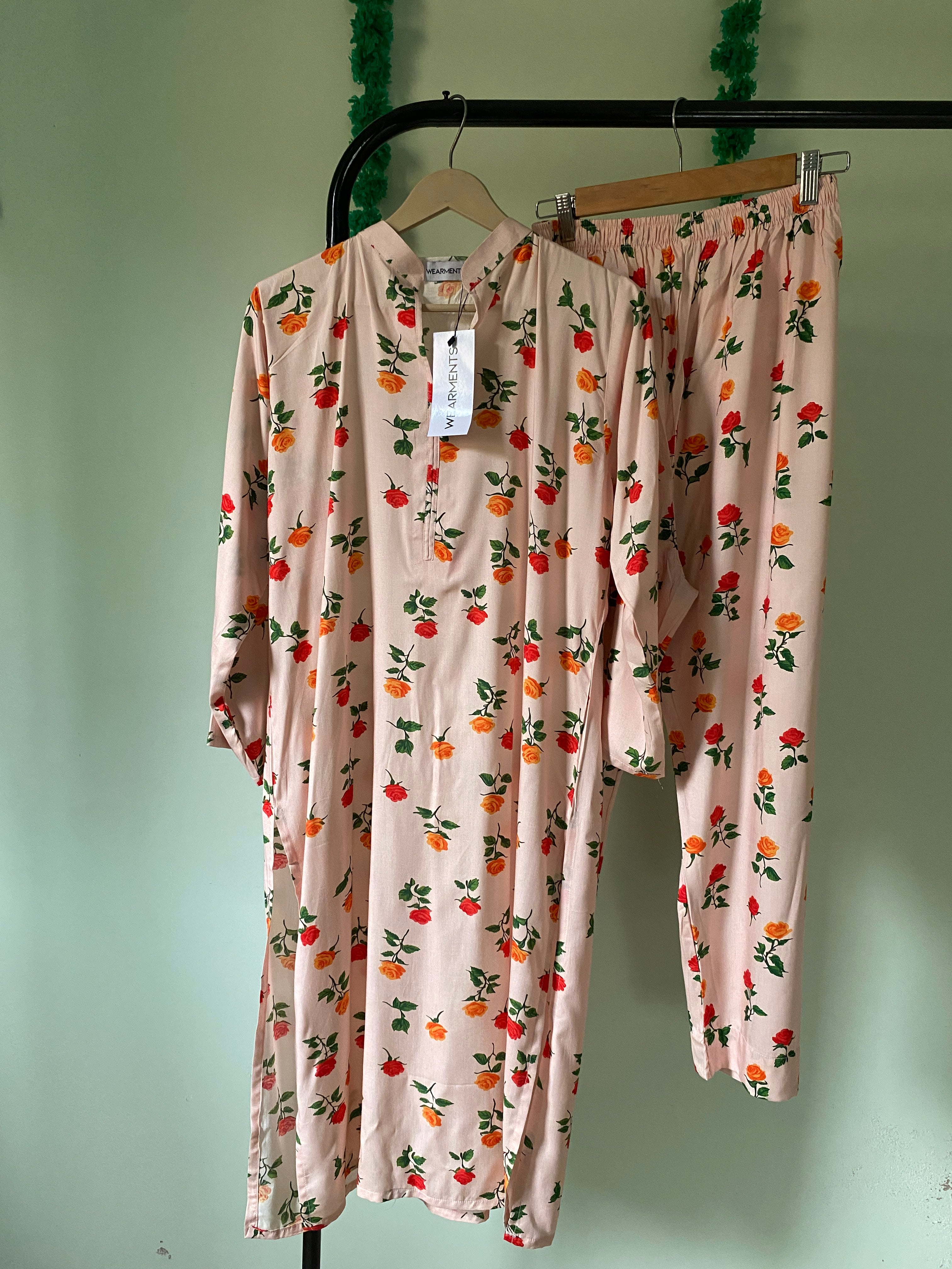 Peach Rose Bloom 2PC Linen Set