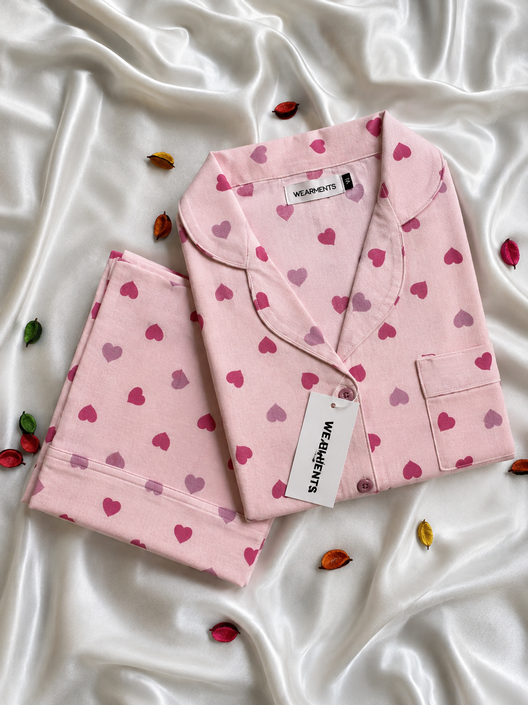 Pink Hearts Night Suit