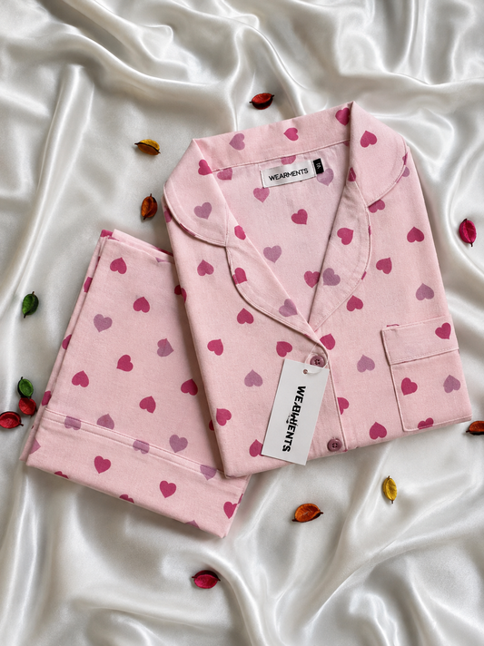 Pink Hearts Night Suit