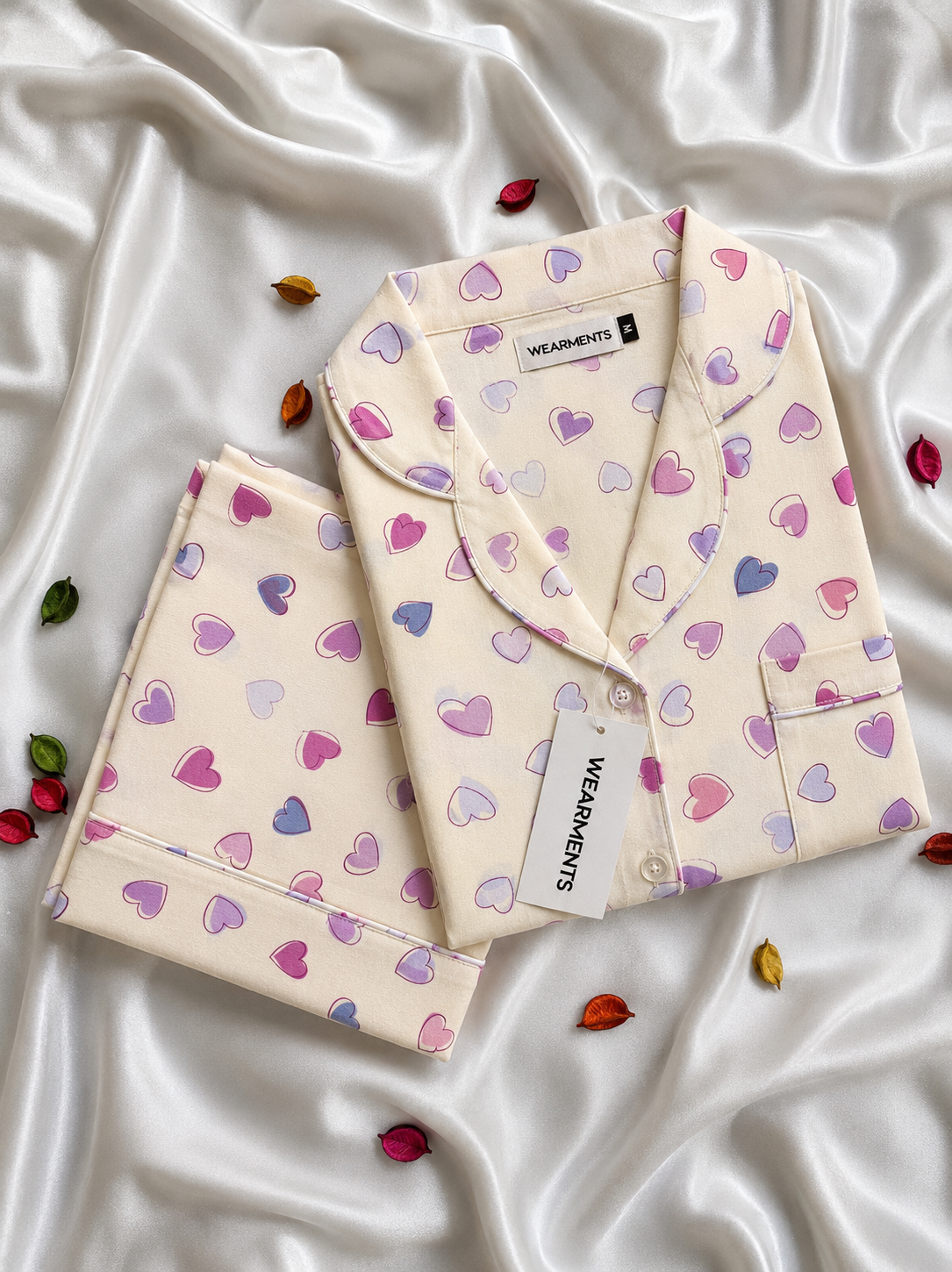 Lavender Hearts Night Suit