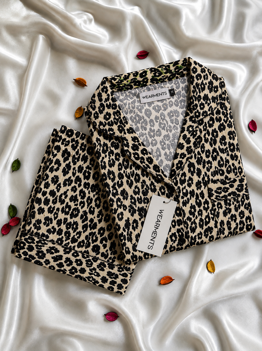 Leopard Print Linen Night Suit